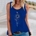 thumbnail image 2 of Gibobby Camiseta sin mangas de verano para mujer, camiseta sin mangas con gráfico de flores , camiseta informal para vacaciones(Azul,M), 2 of 4