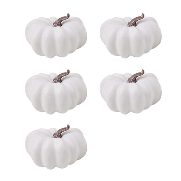 DefiDgd 5pcs Mini Faux Foam Small Pumpkin Ornaments,Rustic Farmhouse Tabletop Bowl Filler for Thanksgiving Halloween Mantel Centerpiece Wedding Party Indoor Home Decoration(White-L)