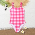 thumbnail image 2 of Girls One Piece Swimsuit Cute Plaid Bathing Suit Ruffles Strap Backless Swim Suit For Girls Bikini Swimwear Pink 13-14T, 2 of 6