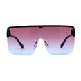 thumbnail image 2 of Flat Top Half Rim Oversize Shield 80s Fashion Sunglasses Black Burgundy Blue, 2 of 4