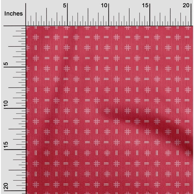 oneOone Cotton Poplin Fabric Geometric Hash & Stripe Block Print Fabric By The Yard 56 Inch Wide