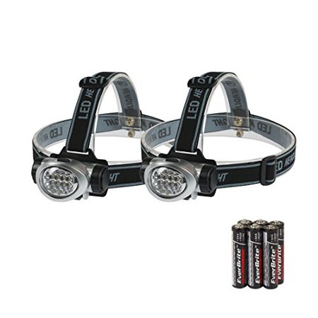 everbrite 2-pack headlamp flashlight for running, camping, reading, fishing, hunting, walking, jogging head