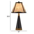 thumbnail image 5 of 30 Inch 3 Way Table Lamp, Beige Mica Shade, Rubberwood and Black Metal Body, 5 of 5