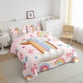 thumbnail image 3 of Manfei Monogrammed I Theme Queen Comforter Set,3D Cartoon Clouds Bedding Sets,Colorful Bow Rainbow Bedding Comforter Set For Girl Teens,Ultra Soft Bedroom Decor Reversible,3 Pieces, 3 of 8