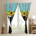 thumbnail image 4 of 3D Highland Cow Blackout Curtains,Longhorn Bull Cattle Curtains & Drapes,Wild Farmhouse Animal Window Treatments,Sunflowers Flower Rustic Retro Teal Ombre Art Window Curtains, 4 of 6
