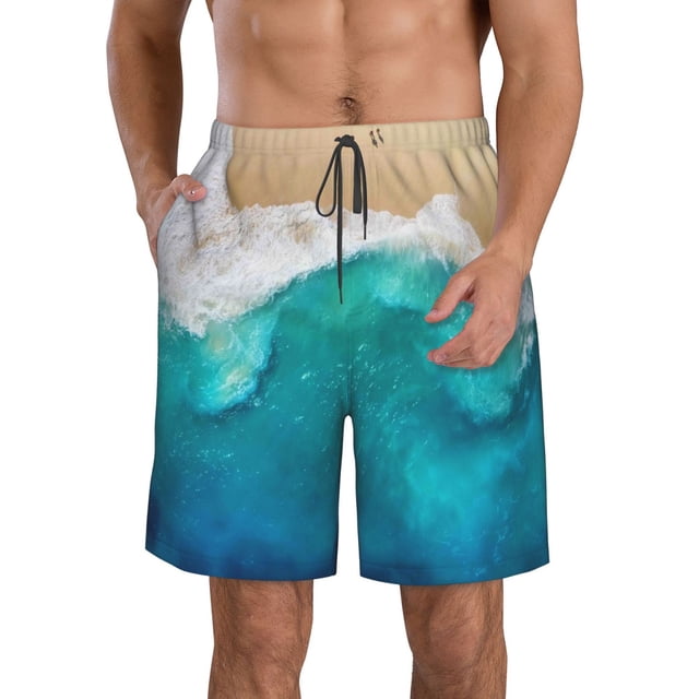 Balery Beach Traje de Baño Estilo Hawaiano para Hombre, Shorts de Secado Rápido con Bolsillos-Small