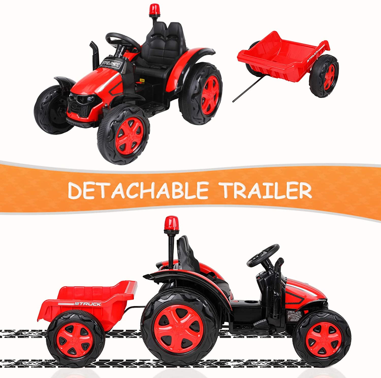 CINAK 12V 7A Ride on Tractor Trailer for Boys Girls, Kids Car Toys with Remote Control, Capacity 66 lbs - Walmart.com