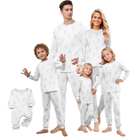 Onlypjs Easter Family Matching Pajamas Set Bunny Print – Soft Long Sleeve Sleepwear for Men and Women, Cozy Loungewear