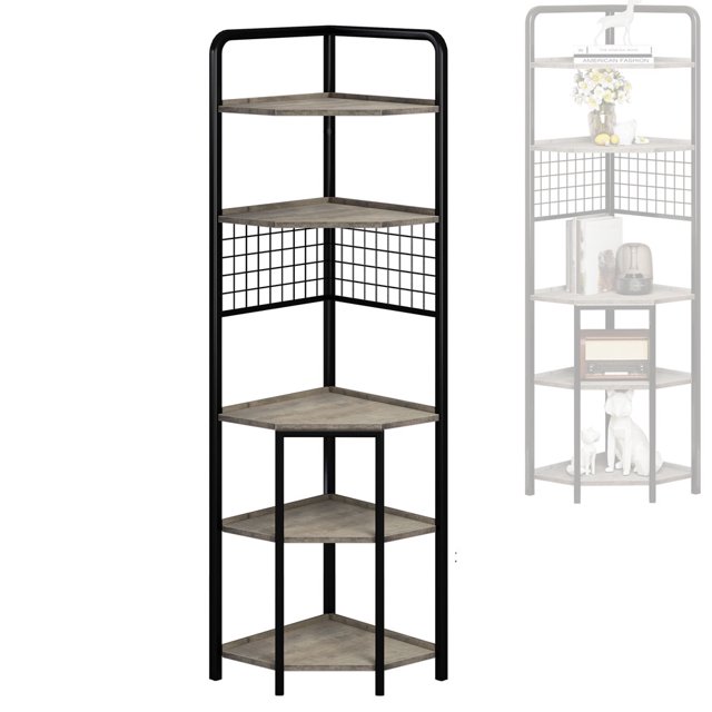 5 Tier Metal Corner Room Shelves,71inches Corner Storage Shelf Stand