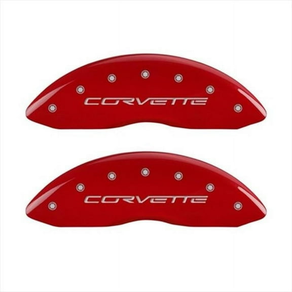 C6 & Corvette Red Caliper Covers - Engraved Front & Rear, Set of 4