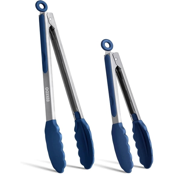 Stainless Steel Silicone Kitchen Tongs – 600°F High Heat-Resistant – Cooking Tongs