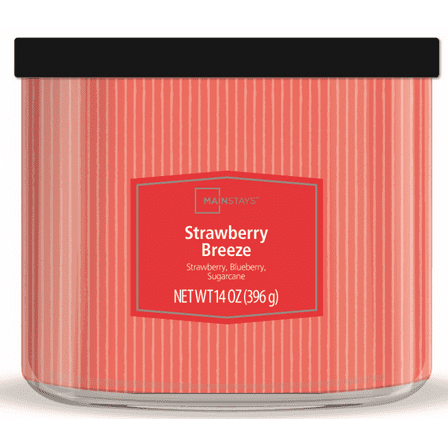 Mainstays 3-Wick Textured Wrap Strawberry Breeze Candle, 14 oz