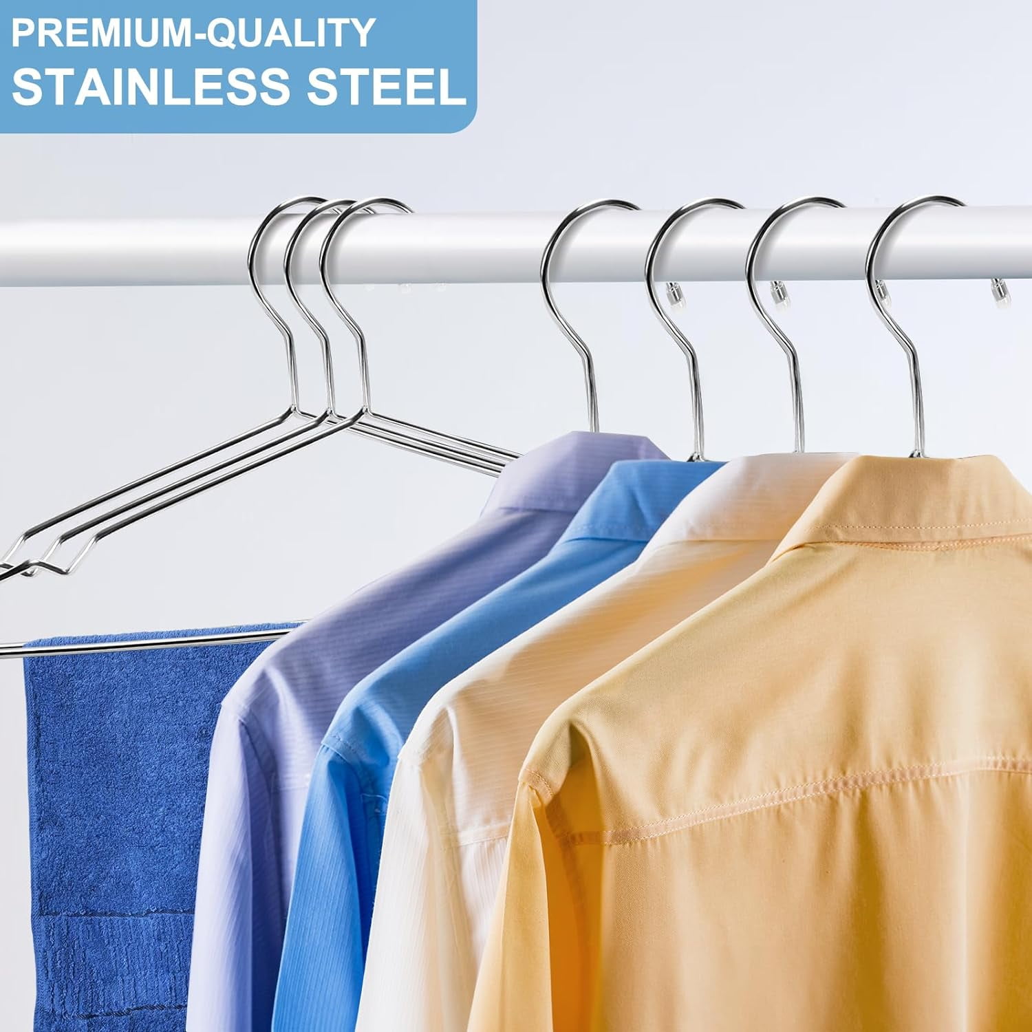 40 Pack Wire Hangers,Heavy Duty Clothes Hanger,Silver Metal Hangers,Stainless Steel Coat Hanger with Non Slip Notch,Ultra Thin Space Saving Wire Hanger 16.5 Inch