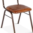 thumbnail image 2 of World Interiors Hudson 19.5" Leather Side Chairs in Brown (Set of 2), 2 of 5