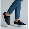 thumbnail image 5 of La Sheelah Women’s Rhinestone Platform Sneakers – Sparkly Glitter Fashion Shoes, Bling Casual Lace-Up Sneakers, Crystal Streetwear Flatform Shoes DOLCE-66 Black 5.5, 5 of 5
