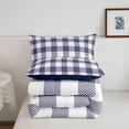 thumbnail image 5 of Manfei Classic Plaid King Size Comforter Sets,Vintage Check Comforters King Size,White Navy,Navy Blue Reversible,3 Pieces,1 Comforter and 2 Pillowcases,3 Pieces,1 Comforter and 2 Pillowcases, 5 of 7