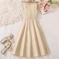 thumbnail image 6 of Mceream Summer Dresses for Girls Round Neck Sleeveless A-Line Dress Pleated Knee Length Stretchy Semi formal Dresses Spring Holiday Beach Party Sundress 8-13 Years, 6 of 9