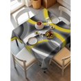 thumbnail image 6 of Yellow Geometric Table Cloth, Gray Black Retro Abstract Stripes Lines Waterproof Tablecloth for Square Tables, Reusable Washable Fabric Table Cover for Restaurant Kitchen Dining Tables 54"x54", 6 of 6
