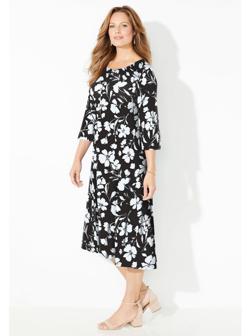 Catherines Women's Plus Size Petite Strawbridge Fit & Flare Dress -  Walmart.com