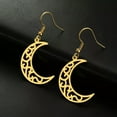thumbnail image 3 of RSAMD Crescent Moon Dangle Earrings Stainless Steel Women's Earrings Gothic Jewelry-Gold color, 3 of 6