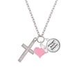 thumbnail image 2 of Delight Jewelry Stainless Steel Psalm 46:10 - Be Still and Know Engraved Cross - Light Pink Heart Nurse Strong Zoe Necklace, 2 of 4