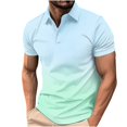 thumbnail image 2 of Yyeselk Golf Shirts for Men Short Sleeve Button Gradient Print Moisture Wicking Shirt Fashion Lapel Summer Athletic Tennis T Shirts Light Blue02 XXL, 2 of 4
