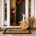 thumbnail image 7 of SHJHENG Fall Maple Leaf Lace Goose Dress Costume Set with Matching Bow Headband, Autumn Harvest Plaid Ruffle Outfit for Standard Porch Goose Statue, Farmhouse Front Door Seasonal Decor Attire, 7 of 7