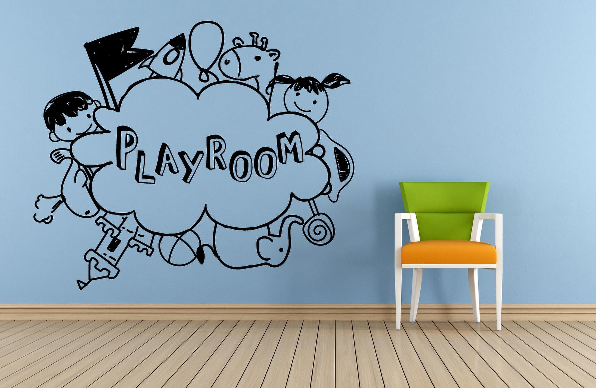 Playrooms Doodle Doodles Playroom Play Rooms Quotes Wall Sticker Art Decal for Kids Room Playground Playhouse Nursery Kindergarten House Fun Decor Stickers Wall Art Vinyl Decoration Size (35x40 inch)