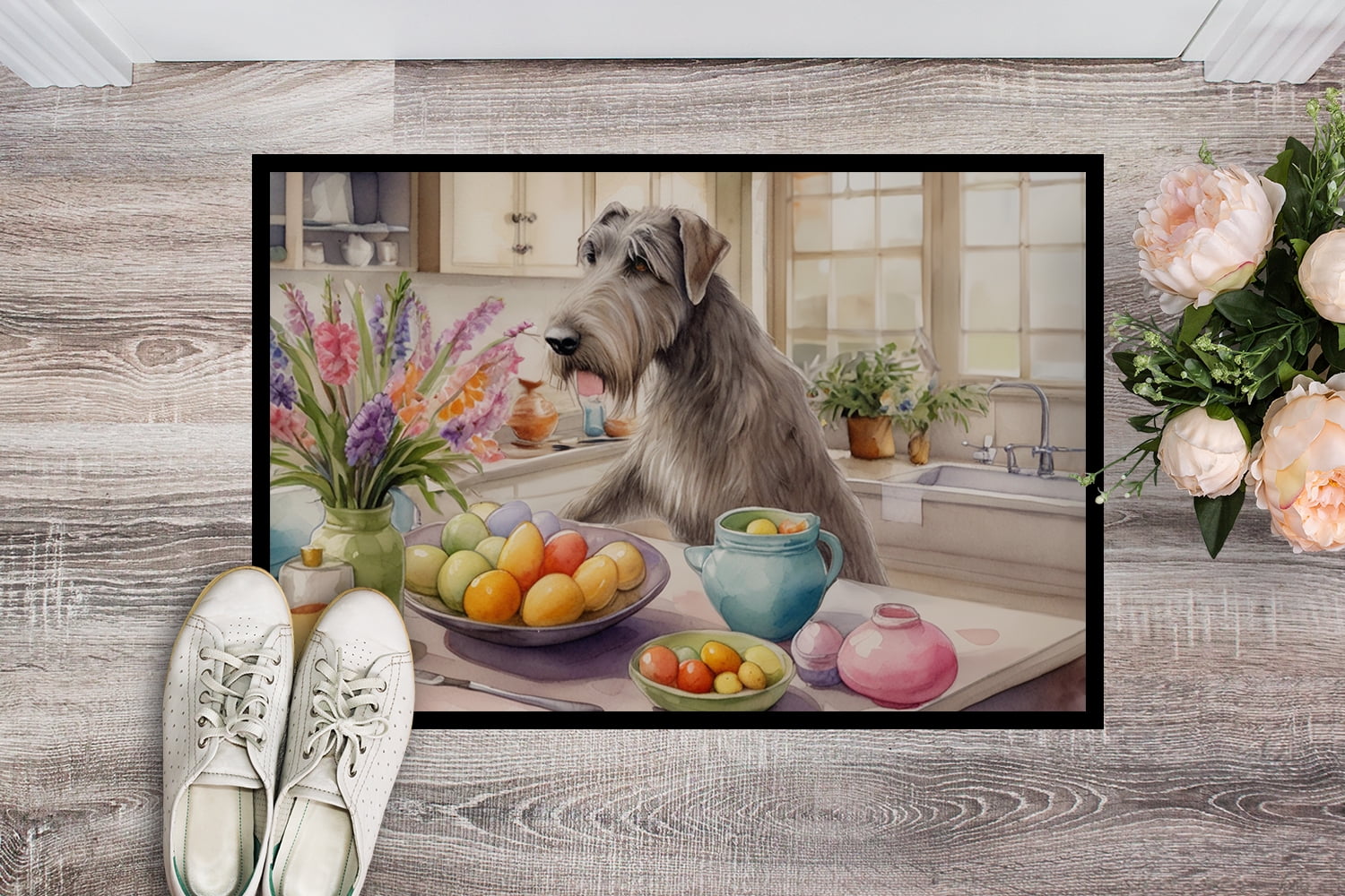 Decorating Easter Yorkshire Terrier Doormat
