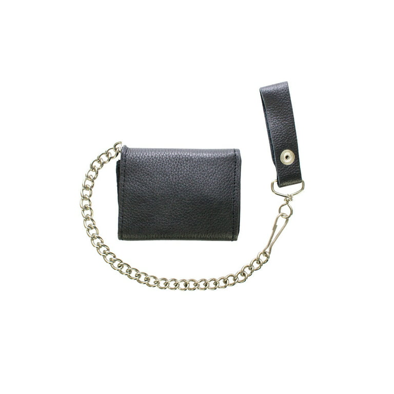 Black Braided Genuine Cowhide Leather Wallet Chain
