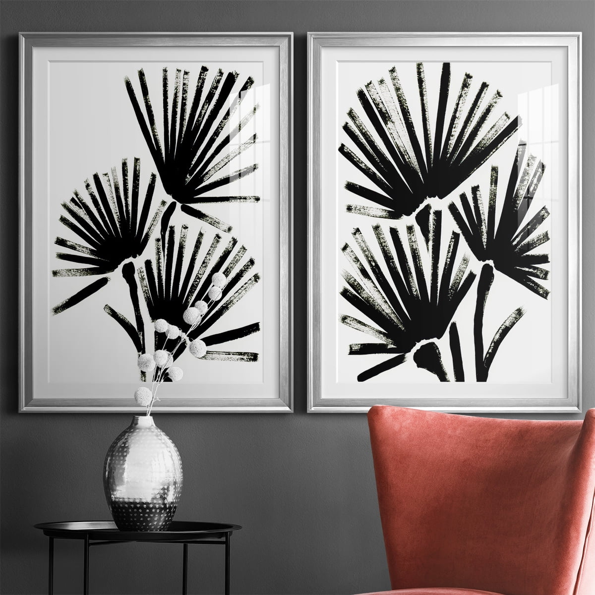 Wexford Home Fan Brush I Premium Framed Print, 22.5" x 30.5" - Ready to Hang, Silver (Set of 2)