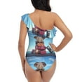 thumbnail image 5 of Easygdp Elephant Sits Women's One Shoulder Ruffle Monokini Bathing Suits with Removable Chest Pad, Quick Drying - Medium, 5 of 8