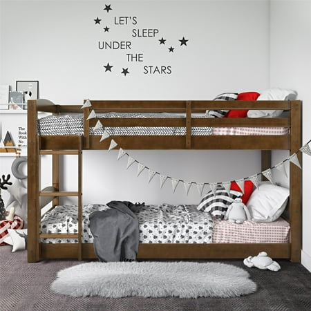 Better Homes & Gardens Tristan Twin-over-Twin Convertible Floor Bunk Bed, Mocha