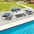 thumbnail image 1 of Gymax 4PCS Patio Furniture Set Outdoor Conversation Set Metal Frame w/ Navy Cushions, 1 of 8