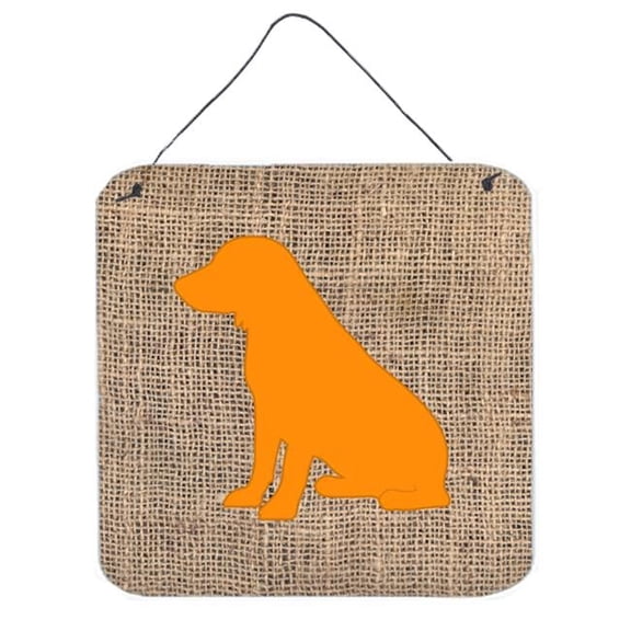 6 x 6 in. Boykin Spaniel Burlap and Orange Aluminium Metal Wall Or Door Hanging Prints