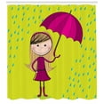 thumbnail image 3 of Ambesonne Rain Shower Curtain, Little Girl Under Raindrop, 69"Wx75"L, Yellow Green Magenta, 3 of 3