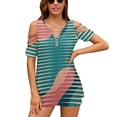 thumbnail image 1 of Papercuts 9 New Fashion Zip Off Shoulder Top Short-Sleeve Women Shirt Abstract Geometric Retro Minimal Scandinavian Colorful, 1 of 4