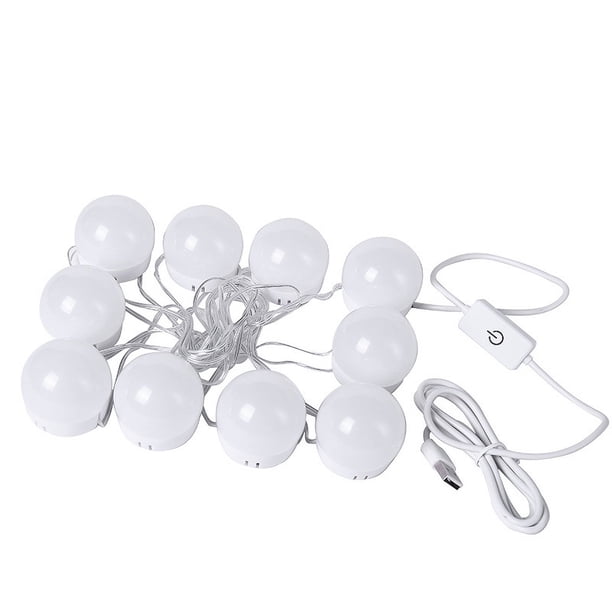 Espejo con bombilla para faros delanteros, cadena de luces LED, espejo de maquillaje, espejo cálido de tres colores, espejo con bombilla de atenuación USB