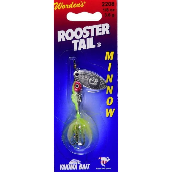 Yakima Bait Worden's Rooster Tail Minnow Fishing Lure, Clown, 1/8 oz., 2208 CL