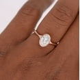 thumbnail image 3 of Solitaire Jewels Dainty Bezel Set Oval Moissanite Engagement Ring For Women, 10K Rose Gold, 3 of 5