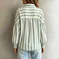 thumbnail image 6 of Button down Shirts for Women Dressy Striped Long Sleeve Blouse Fashion Casual Daily Tops by Yigetop Blue L, 6 of 6