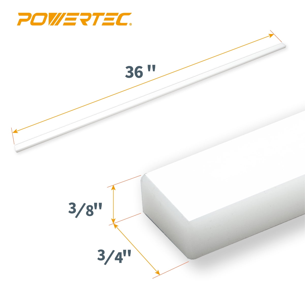 POWERTEC 2PK 36" HDPE Miter Bar for Table Saw Sled, Taper Jig, Miter Slot Runners, Fits 3/4" x 3/8" Slot on Table Saw, Router Table, Band Saw, Wood Working Tools & Accessories (71636)