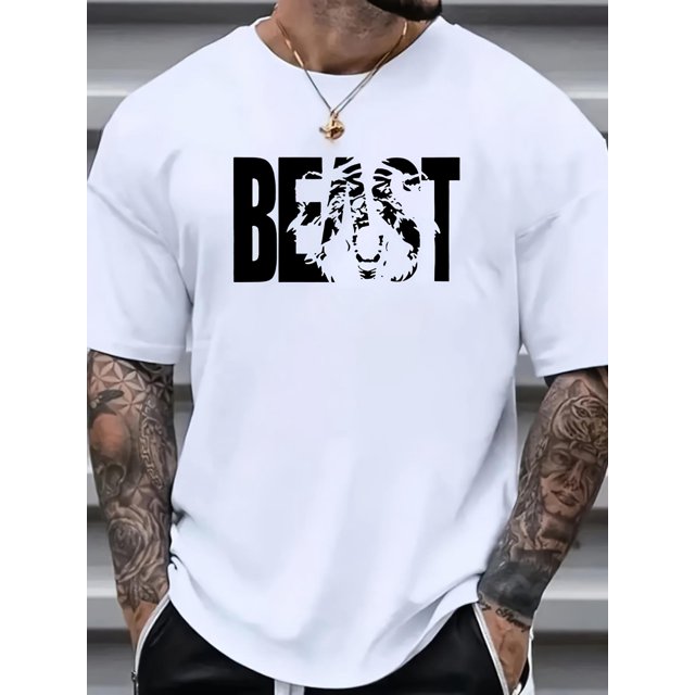 T-Shirt Homme Stylé avec Design Imprimé Unique - Polyester Confortable, Lavable en Machine, Col Rond - Parfait pour Toutes les Saisons Tee pour Adulte, Homme, Femme, Adolescent, Adolescent, Jeune Parrain