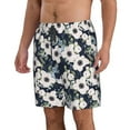 thumbnail image 2 of Kdxio Floral Flowers Blue Pattern Mens Casual Shorts - Drawstring Summer Beach Sports Shorts for Men, 2 of 9