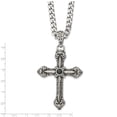 thumbnail image 2 of Stainless Steel Polished Fancy Lobster Closure Oxidized Religious Faith Cross With Simulated Black Agate 24inch Necklace, 2 of 2