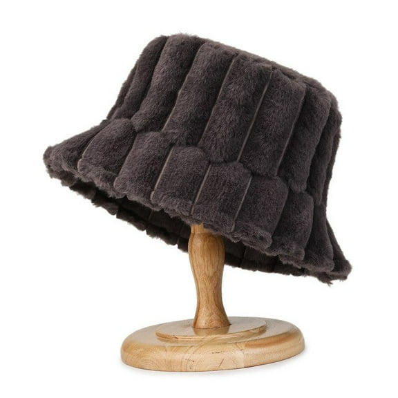 CoCopeanut Topi Bucket Bulu Halus Wanita Fashion Baru Topi Panama Nelayan Lembut Hangat Musim Dingin Vintage Bob Sunbonnet Visor Gorros