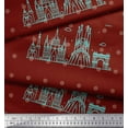 thumbnail image 2 of Soimoi Red Moss Georgette Fabric Dot & Sketch Monuments Architectural Printed Craft Fabric by the Yard 42 Inch Wide, 2 of 3