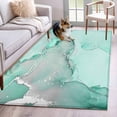 thumbnail image 2 of Aqua Marble Large Area Rugs for Bedroom Living Room, Soft Non Slip Carpet Bedside Rug, Modern Abstract Waves Silvery Farmhouse Rectangular Floor Cover Kitchen Accent Rug 3'x5' for Dining Room/Office, 2 of 9