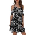 thumbnail image 4 of Women's Casual Tennis Dress for Summer Lightweight Spaghetti Strap Cold Shoulder Ruffle Sleeve Dress with Pocket for Everyday Wear Black M, 4 of 6