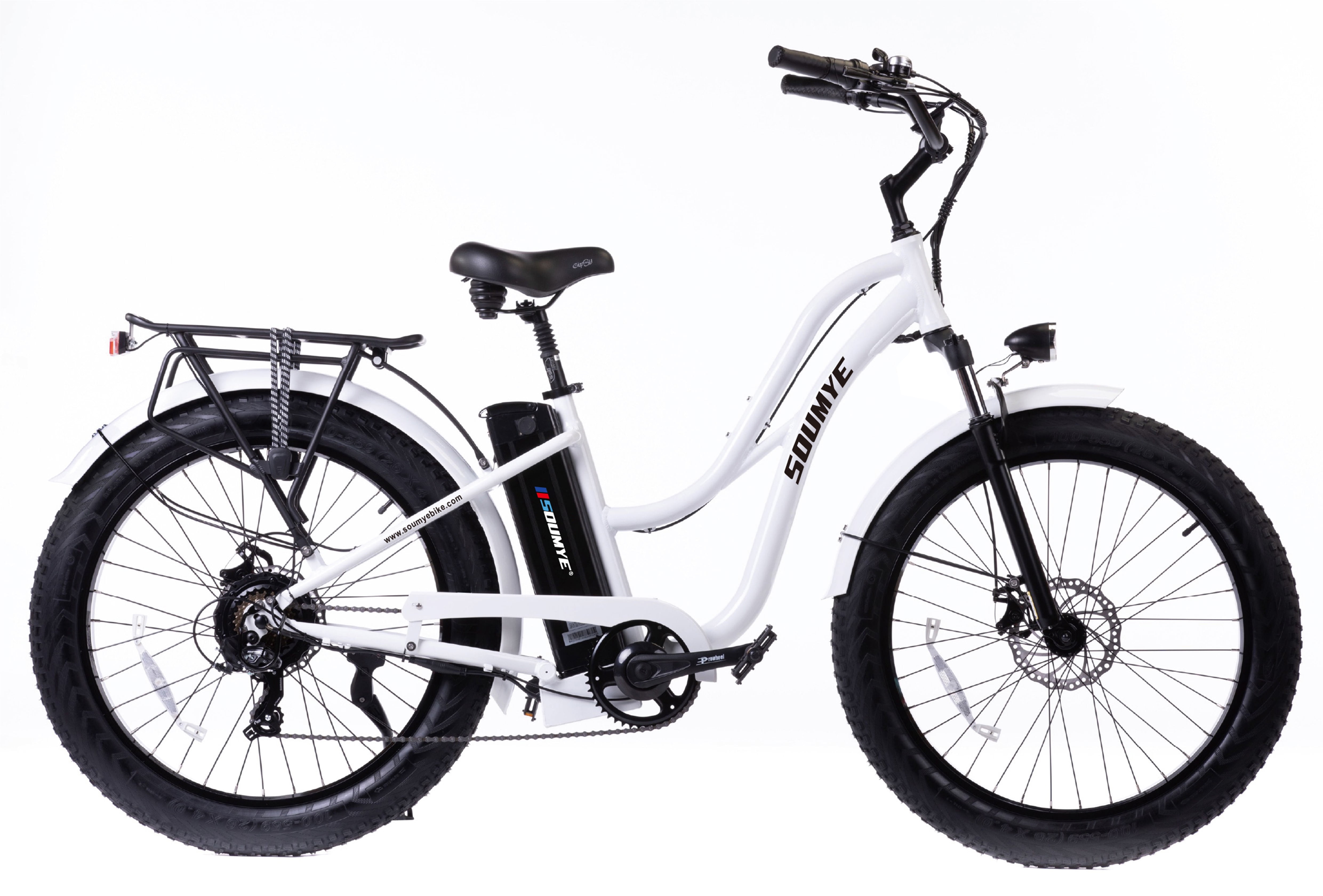 Soumye 48V 750W 16Ah 26" x4.0 Fat Tire Beach Cruiser Electric Bicycle
